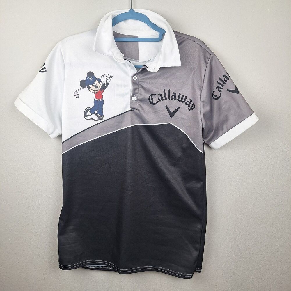 Callaway Mens Golf Polo Shirt Size Medium Mickey Mouse Opti-Dri Short Sleeve